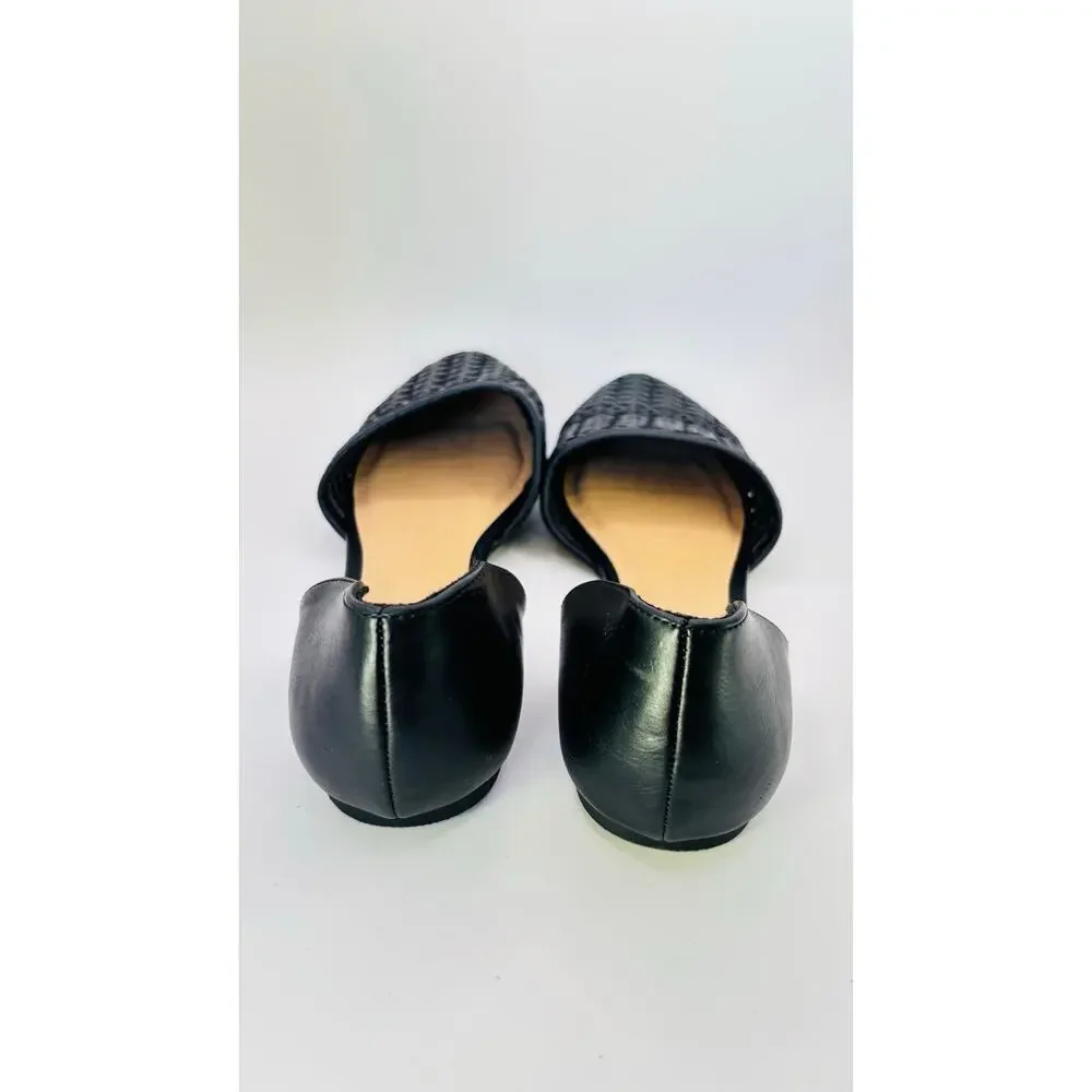Lauren Conrad Calcite black weave D’Orsay pointy flats womens sz 9.5